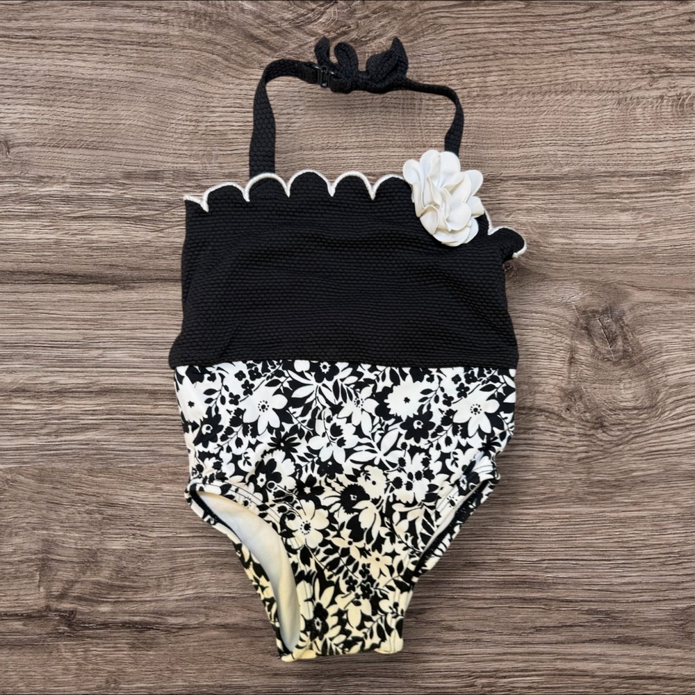 Janie and Jack Black and White Kids Swim One Piece